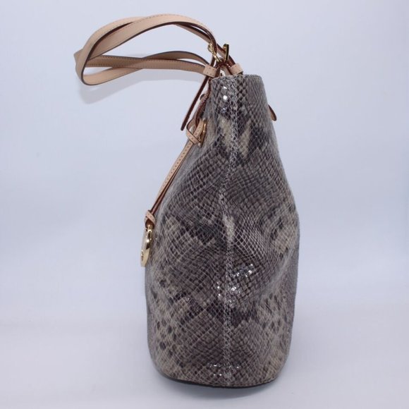 Michael Kors Glazed Embossed Python Tote Purse Bag. Vachetta Trim W/18k Gold New - Picture 5 of 13